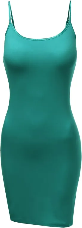 Awesome21 Women's Basic Solid Adjustable Spaghetti Strap Cami Slip Dress