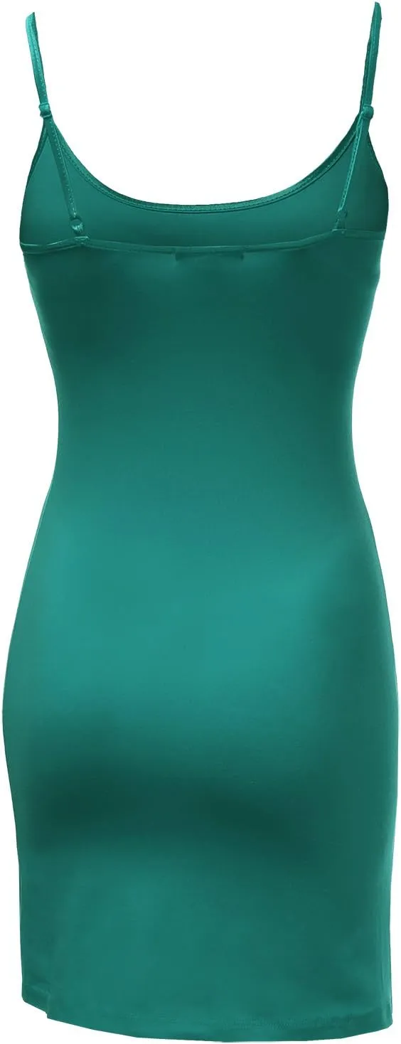 Awesome21 Women's Basic Solid Adjustable Spaghetti Strap Cami Slip Dress