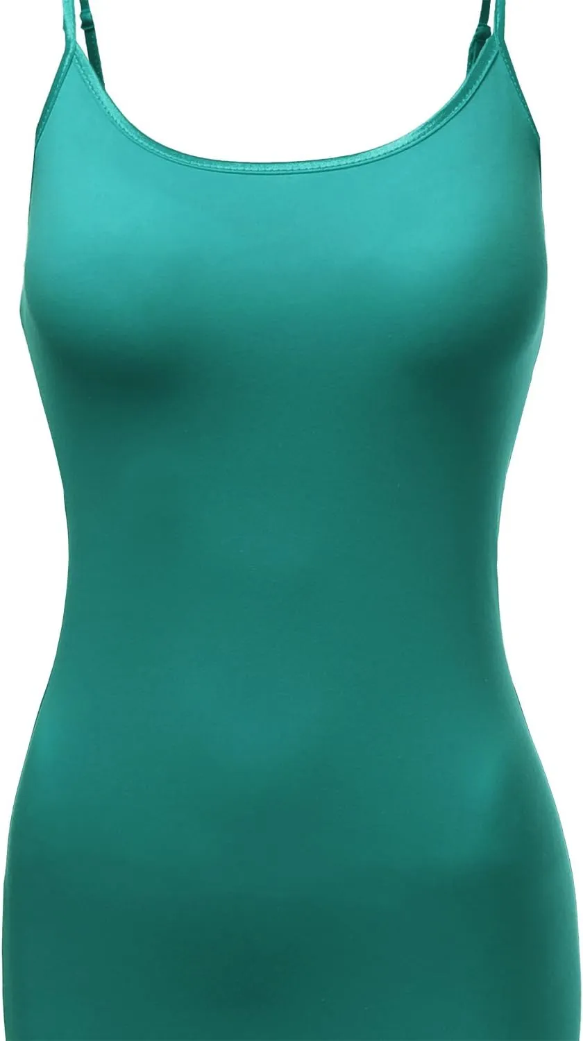 Awesome21 Women's Basic Solid Adjustable Spaghetti Strap Cami Slip Dress
