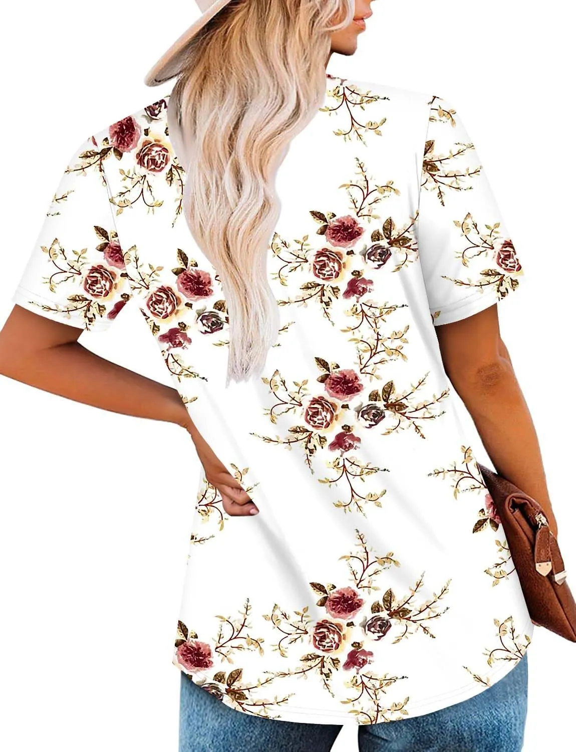 BETTE BOUTIK Womens Summer Tops Pleated Corded Short Sleeve Tunic Shirts Crewneck Blouses Tops S-3XL