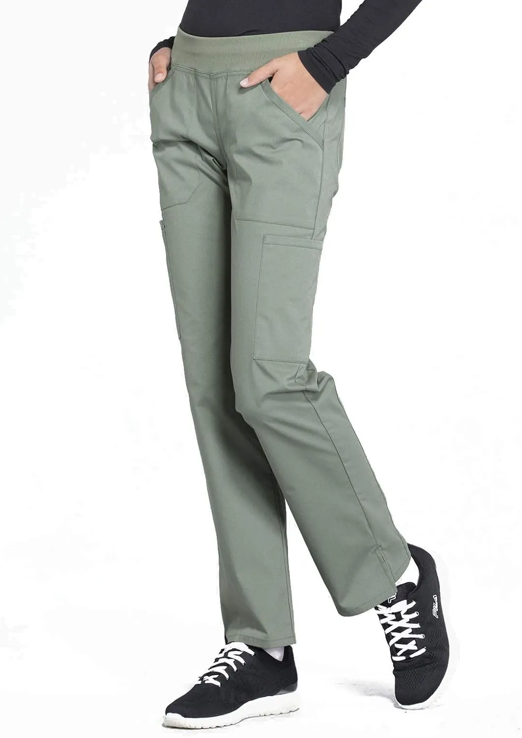 Cherokee Women's Scrub Pants Mid Rise Straight Leg Pull-on Cargo Pant with 6 Pockets & 2-Way Stretch Fabric - WW170