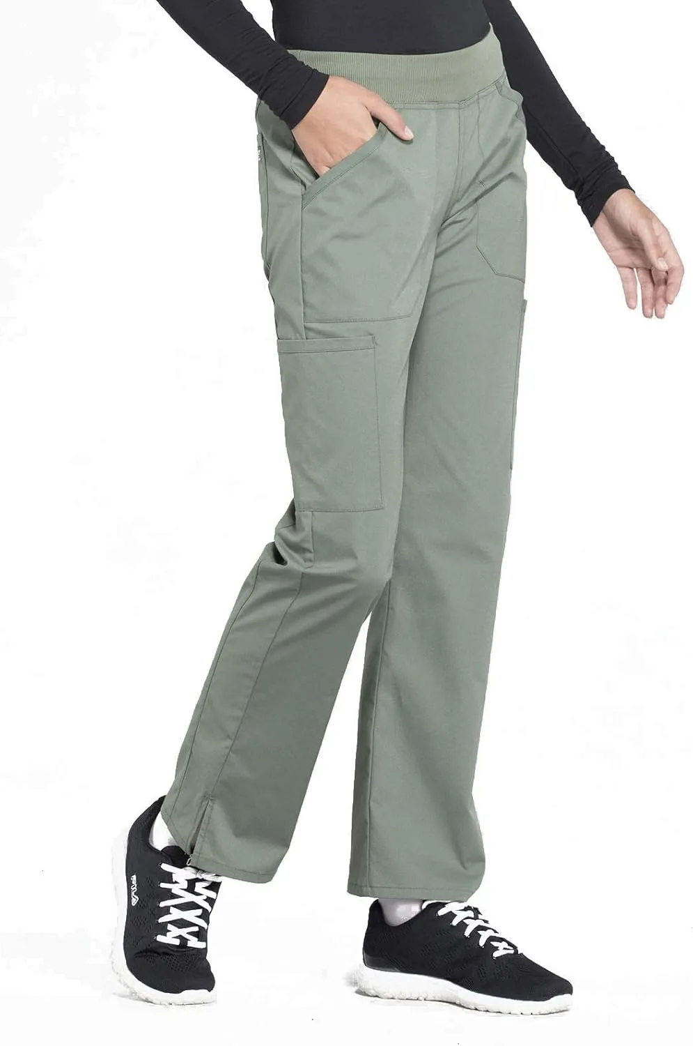 Cherokee Women's Scrub Pants Mid Rise Straight Leg Pull-on Cargo Pant with 6 Pockets & 2-Way Stretch Fabric - WW170