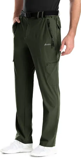 clothin Men's Elastic-Waist Travel Pant Stretchy Lightweight Pant Multi-Pockets Quick Dry Breathable
