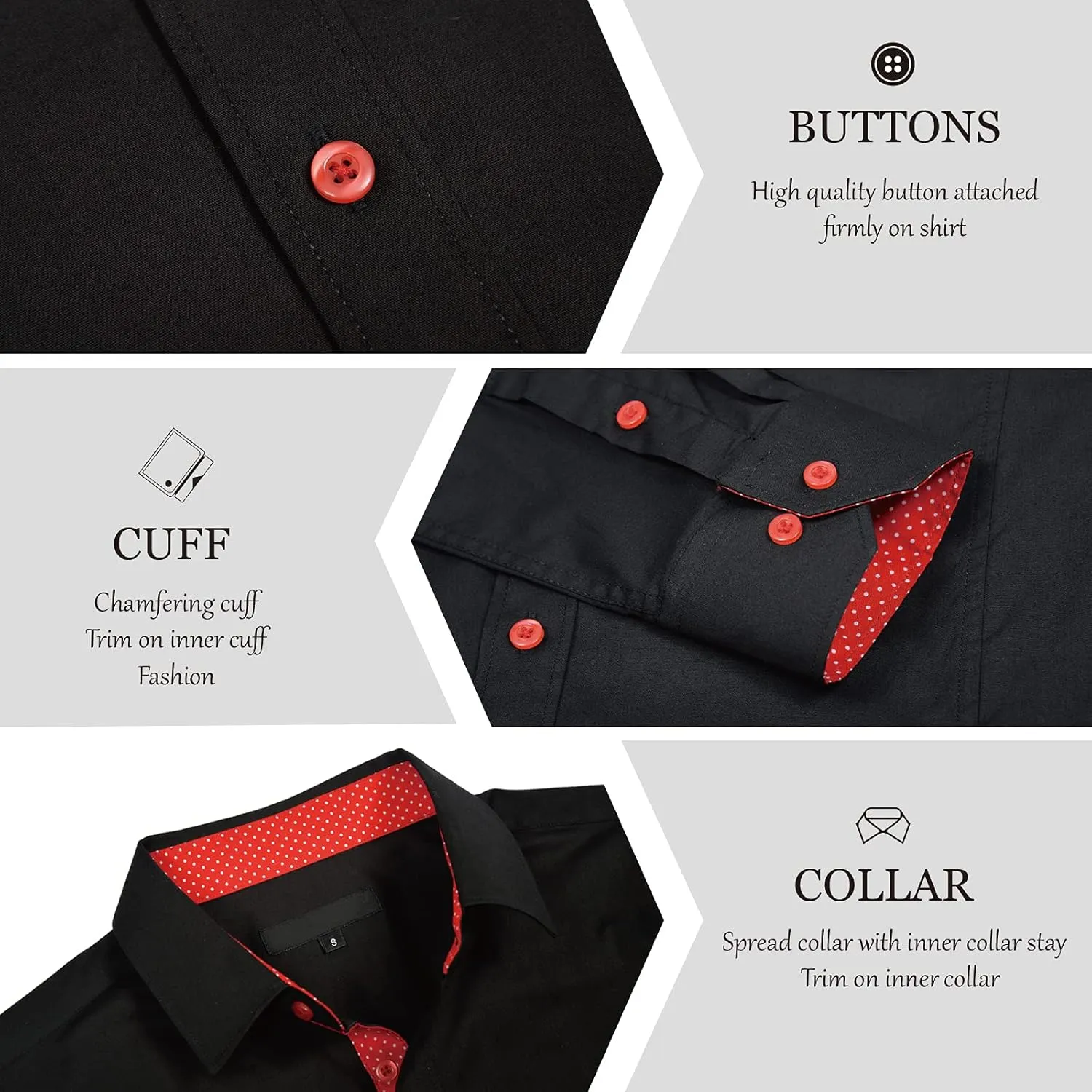 Damipow Mens Premium Casual Button Down Shirts Long Sleeve Regular Fit Men Shirt