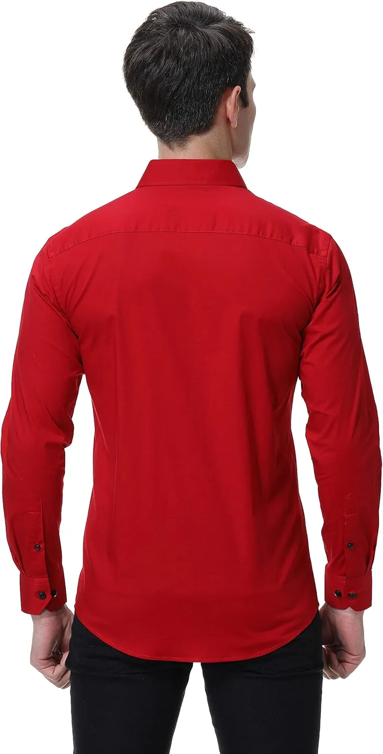 Damipow Mens Premium Casual Button Down Shirts Long Sleeve Regular Fit Men Shirt