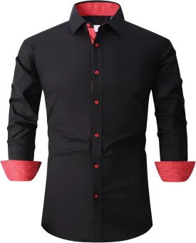 Damipow Mens Premium Casual Button Down Shirts Long Sleeve Regular Fit Men Shirt