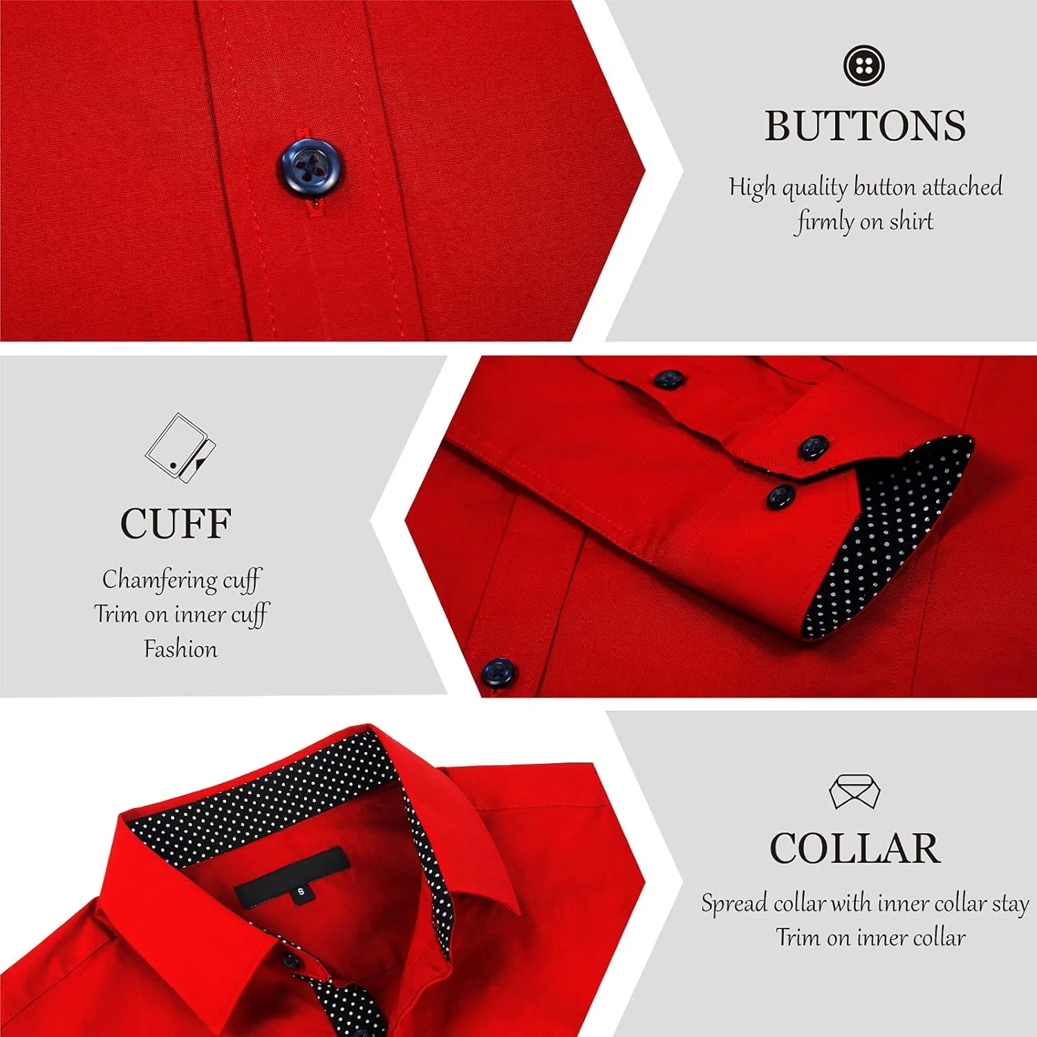 Damipow Mens Premium Casual Button Down Shirts Long Sleeve Regular Fit Men Shirt