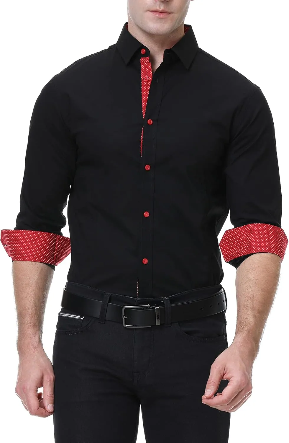 Damipow Mens Premium Casual Button Down Shirts Long Sleeve Regular Fit Men Shirt