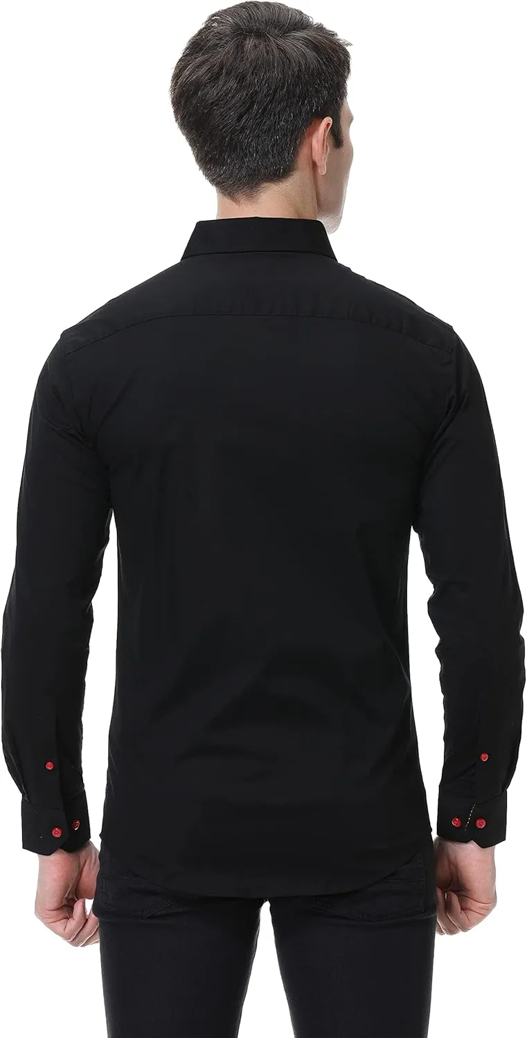 Damipow Mens Premium Casual Button Down Shirts Long Sleeve Regular Fit Men Shirt