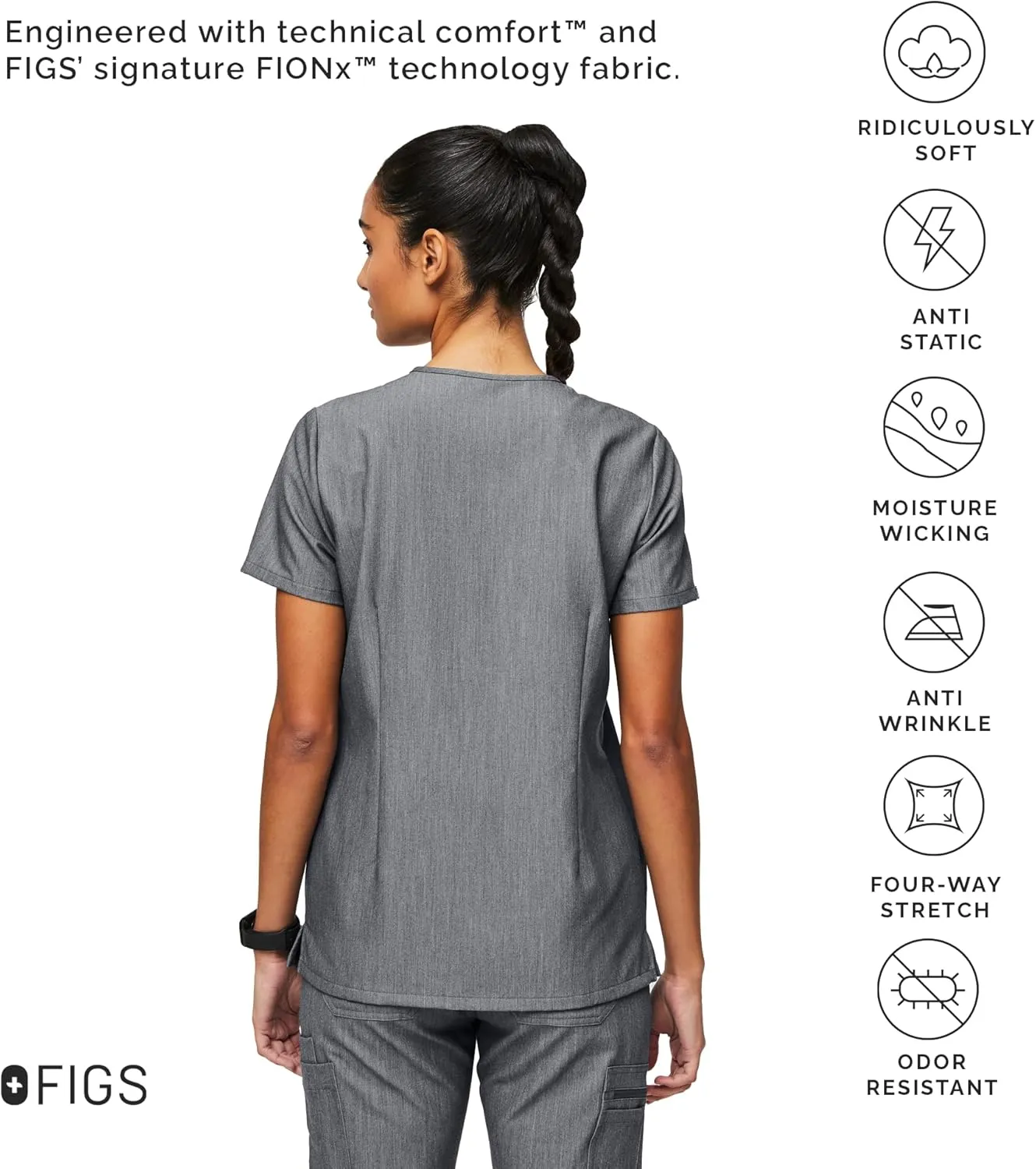 FIGS Casma Scrub Top for Women  Classic Fit, 3 Pockets, Four-Way Stretch, Anti-Wrinkle