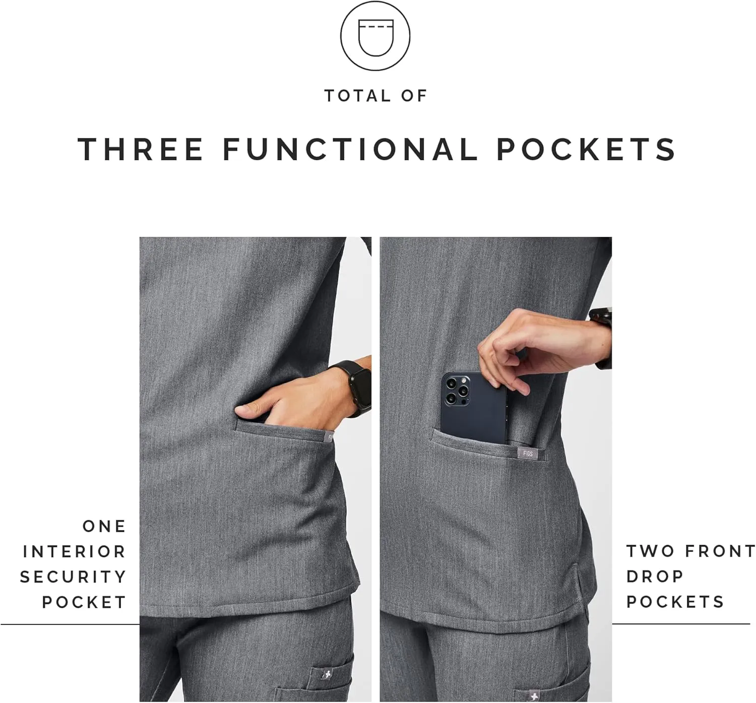 FIGS Casma Scrub Top for Women  Classic Fit, 3 Pockets, Four-Way Stretch, Anti-Wrinkle