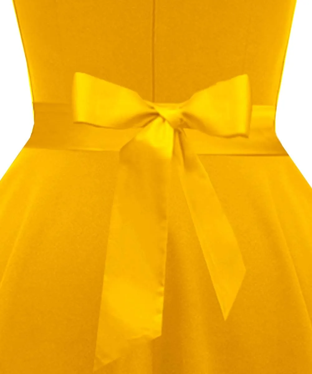 Girstunm Women's Classic Tea Dress Short Sleeve Swing Cocktail Party Dresses with Pockets