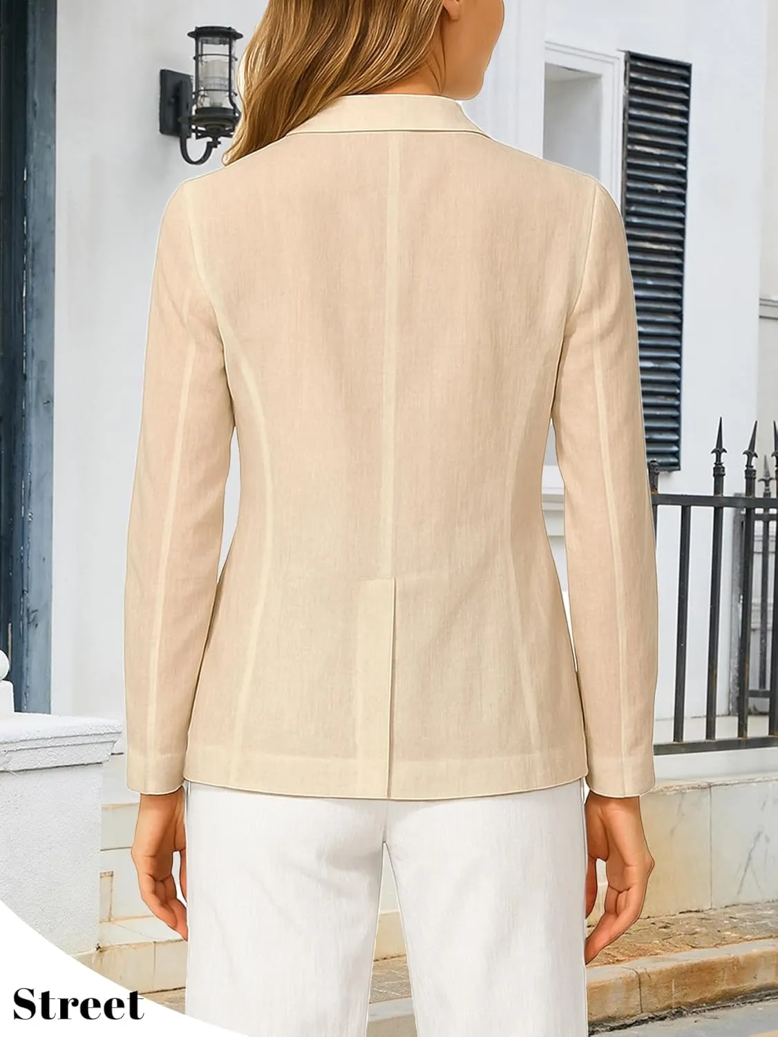Long Sleeve Linen Blazer Women 2025 Summer Lightweight Breathable Lapel Beach Vacation Jacket With Pockets