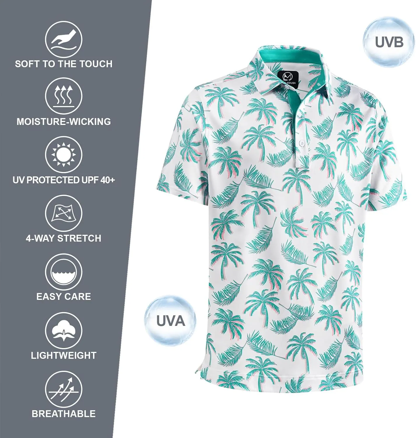 Mens Golf Shirt Moisture Wicking Dry Fit Mens Polo Shirts Dry Fit Performance Men's Golf Shirts Regular Fit Fashion Print
