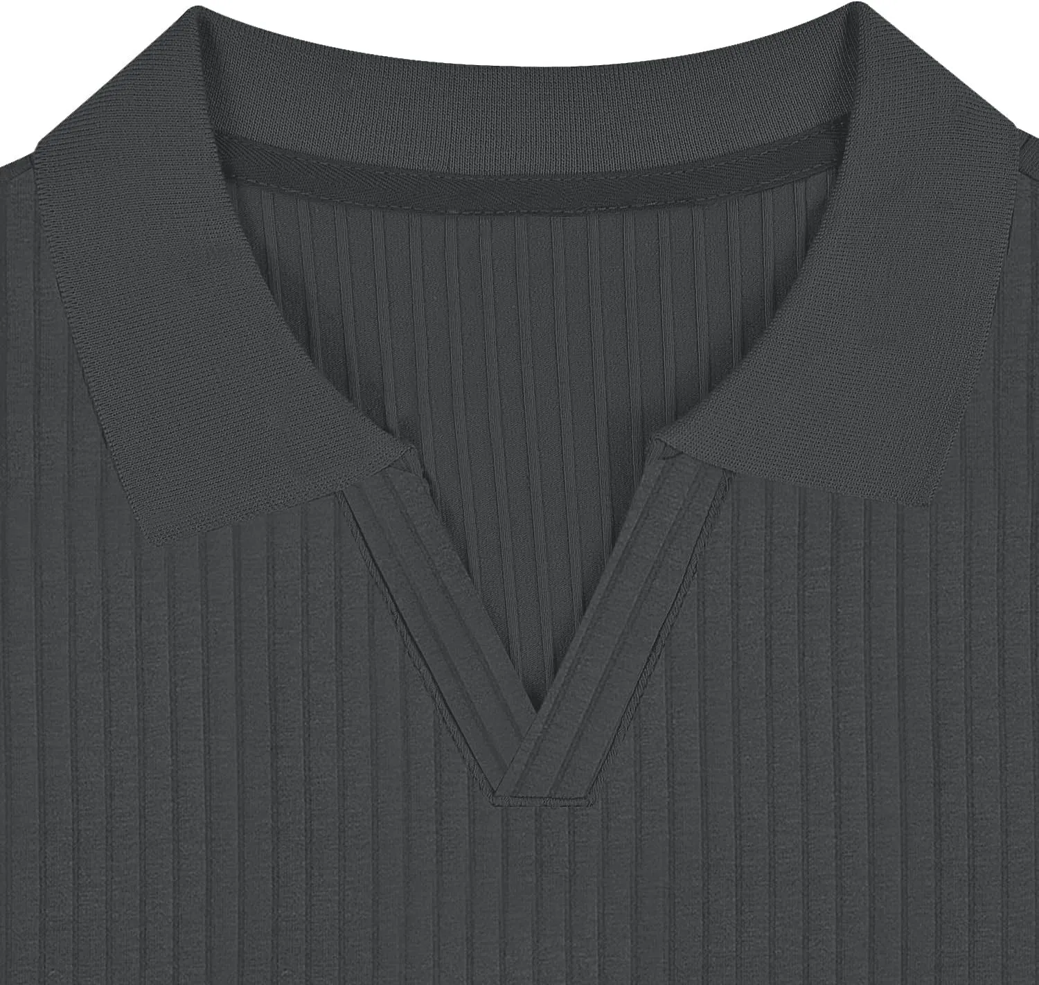 Men's Muscle V Neck Polo Shirts Slim Fit Short Long Sleeve Cotton Golf T-Shirts Ribbed Knit Soft Tees