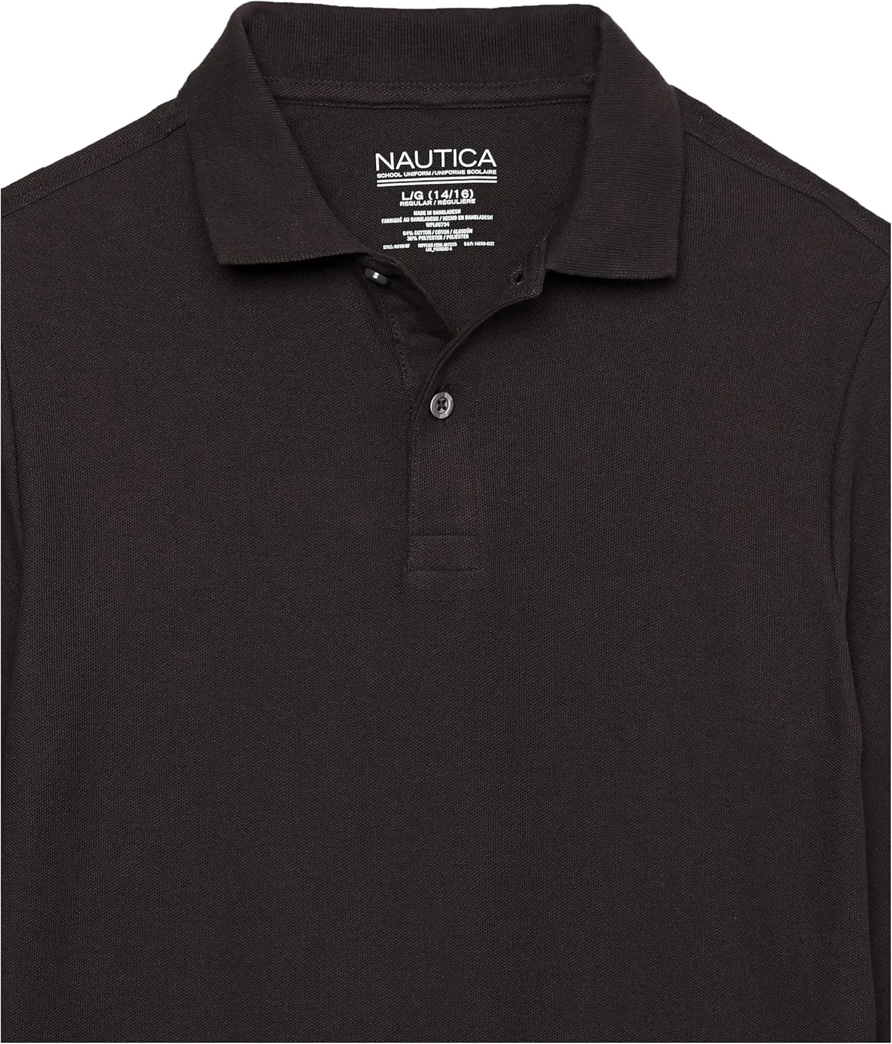 Nautica Boys' School Uniform Long Sleeve Polo Shirt, Button Closure, Comfortable, Breathable Fabric