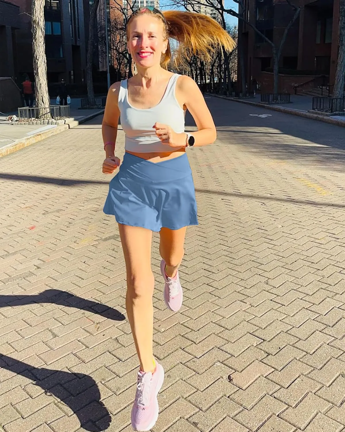Pleated Tennis Skirt with Pockets Golf Skorts for Woman Athletic Summer Skirts with Shorts Cross Waist
