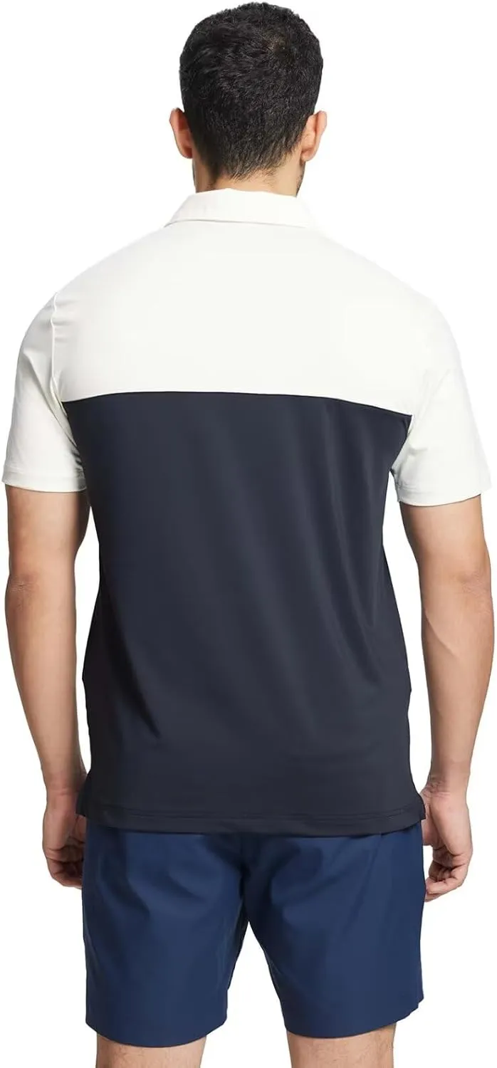 Rouen Polo Shirts for Men Quick Dry Regular Fit Casual Color Block Chest Print Active Short Sleeve Collared Mens Golf Shirt