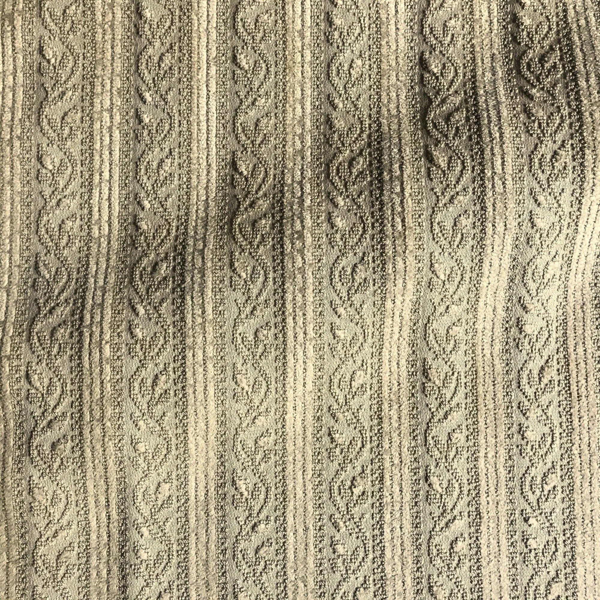 Tan Textured Floral Stripe Upholstery Fabric 54"