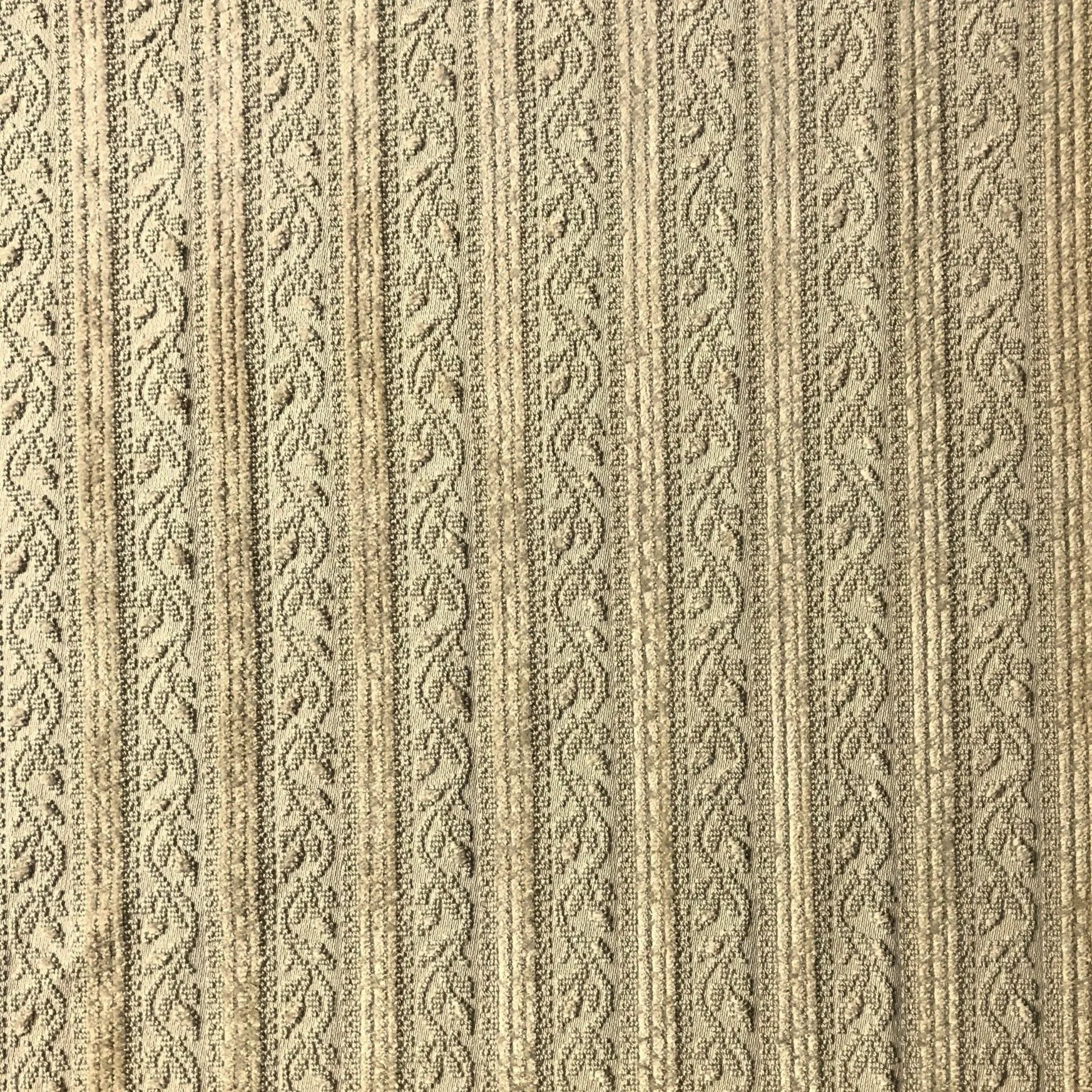 Tan Textured Floral Stripe Upholstery Fabric 54"
