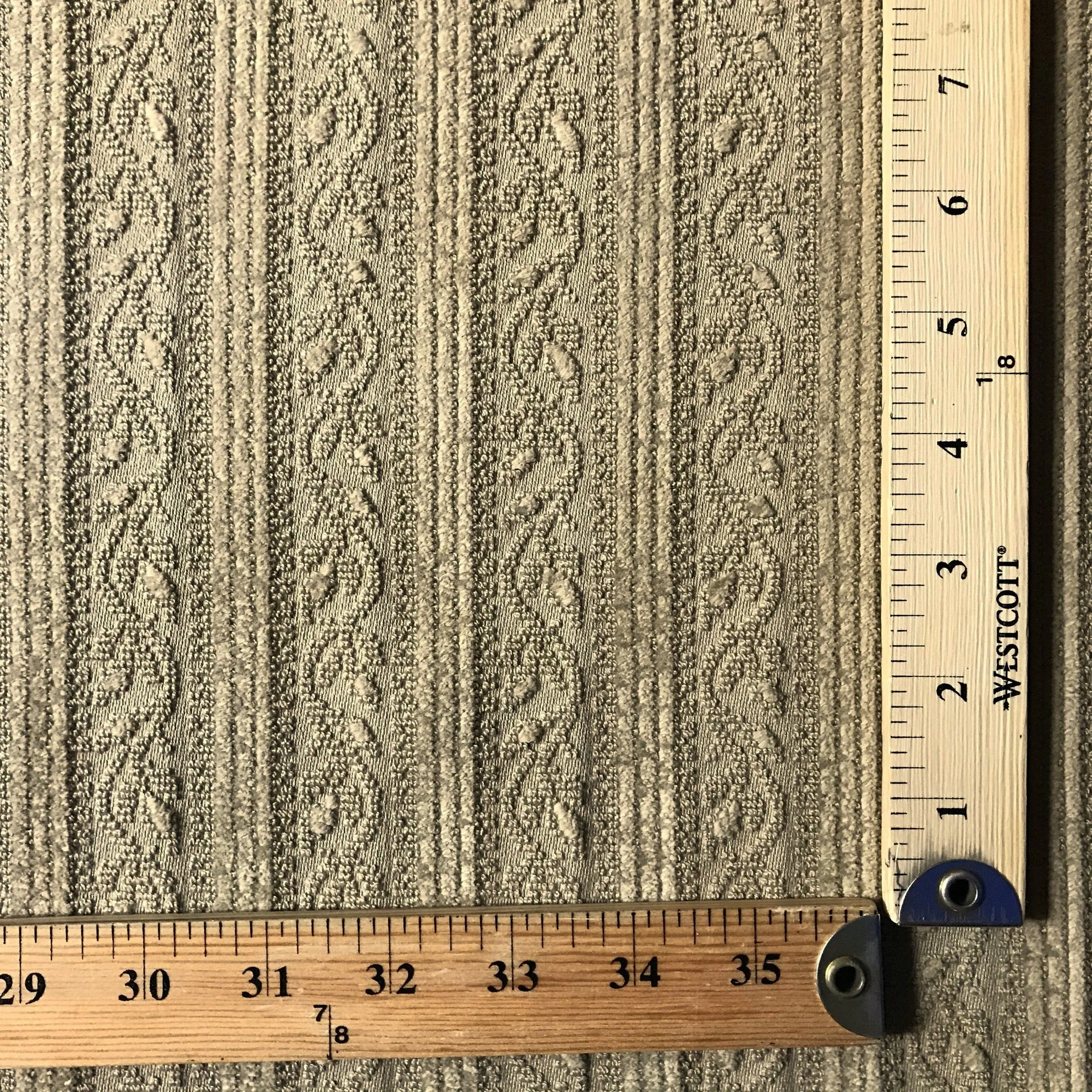 Tan Textured Floral Stripe Upholstery Fabric 54"