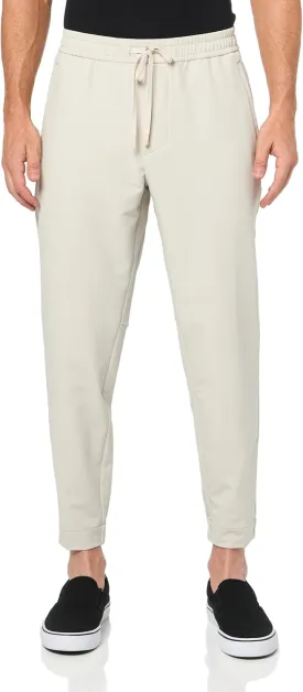 Tapered Fit Cuffed Trousers in Technical Sport Fabric,Oat Cream,34R