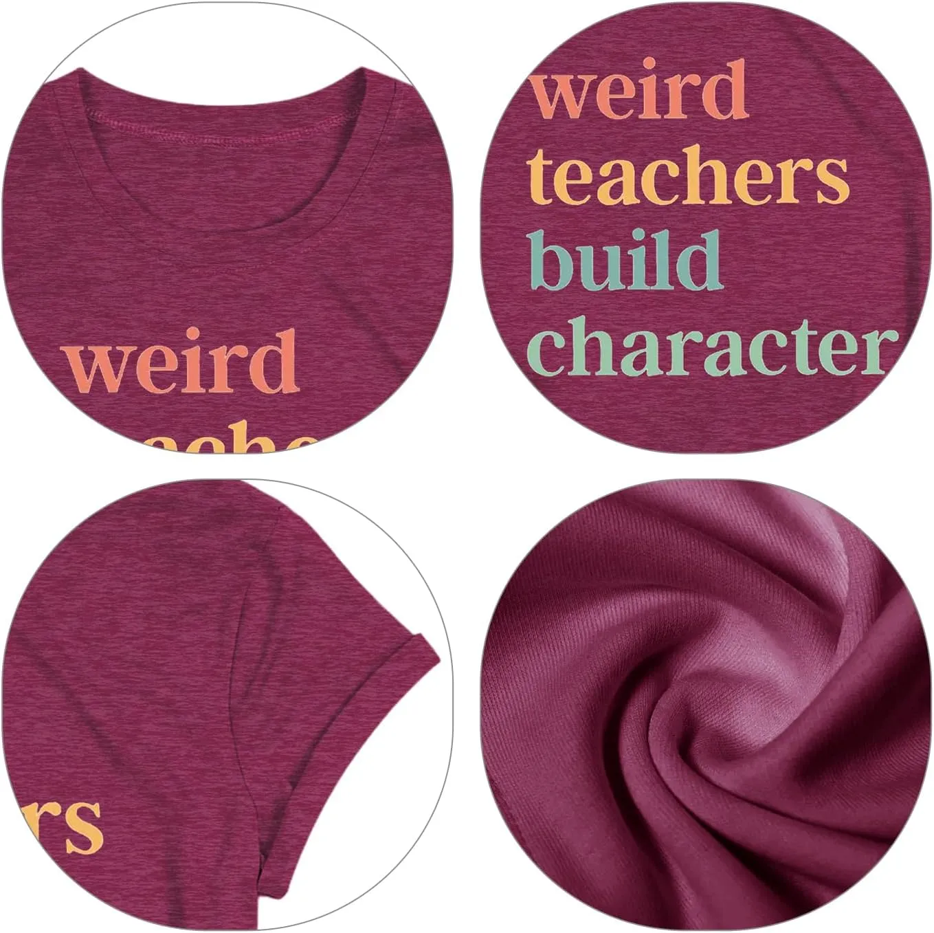 Teacher Shirts for Women Weird Teachers Build Character Shirt Teacher Appreciation Gift Tee Short Sleeve Tops