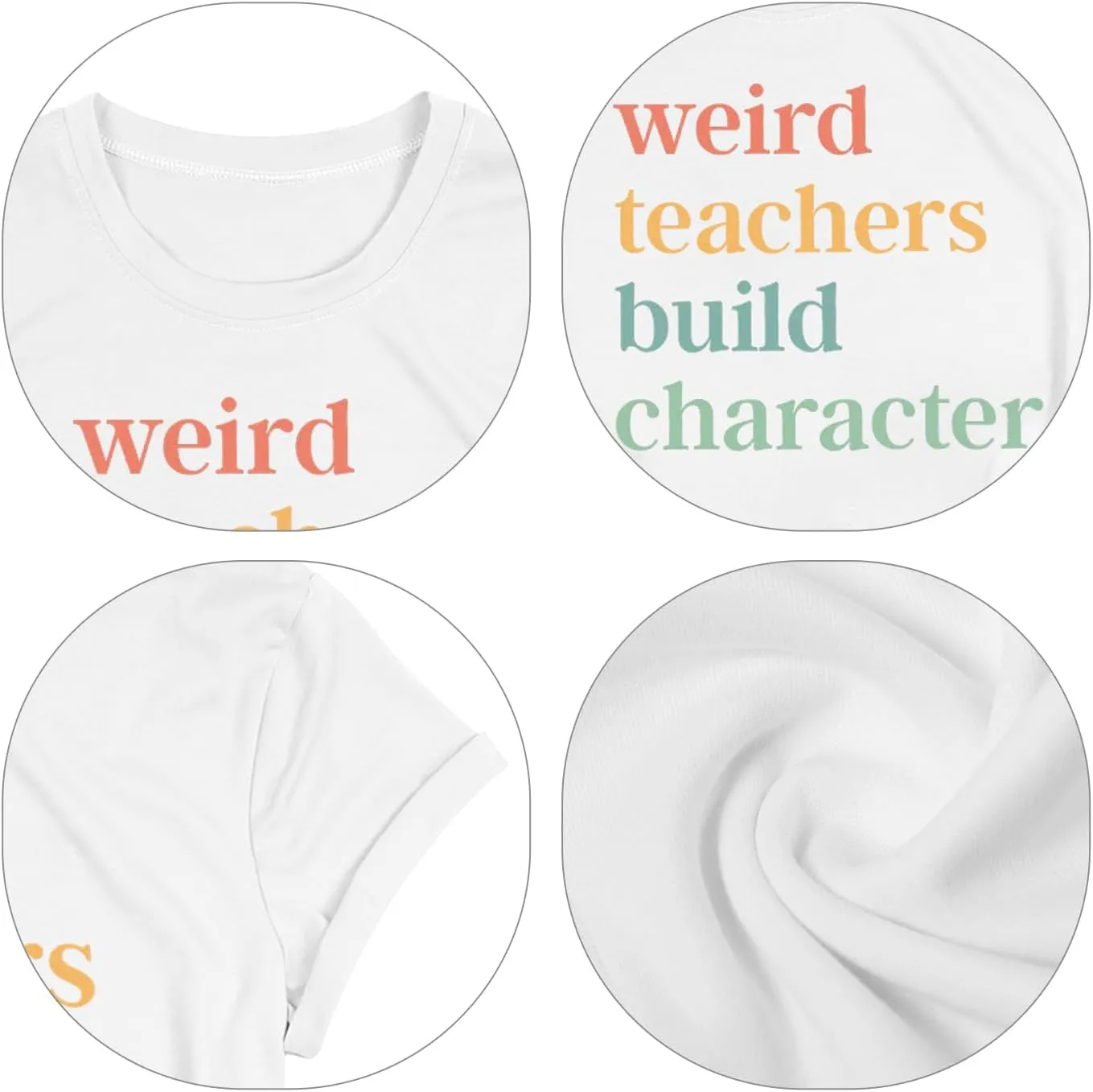 Teacher Shirts for Women Weird Teachers Build Character Shirt Teacher Appreciation Gift Tee Short Sleeve Tops