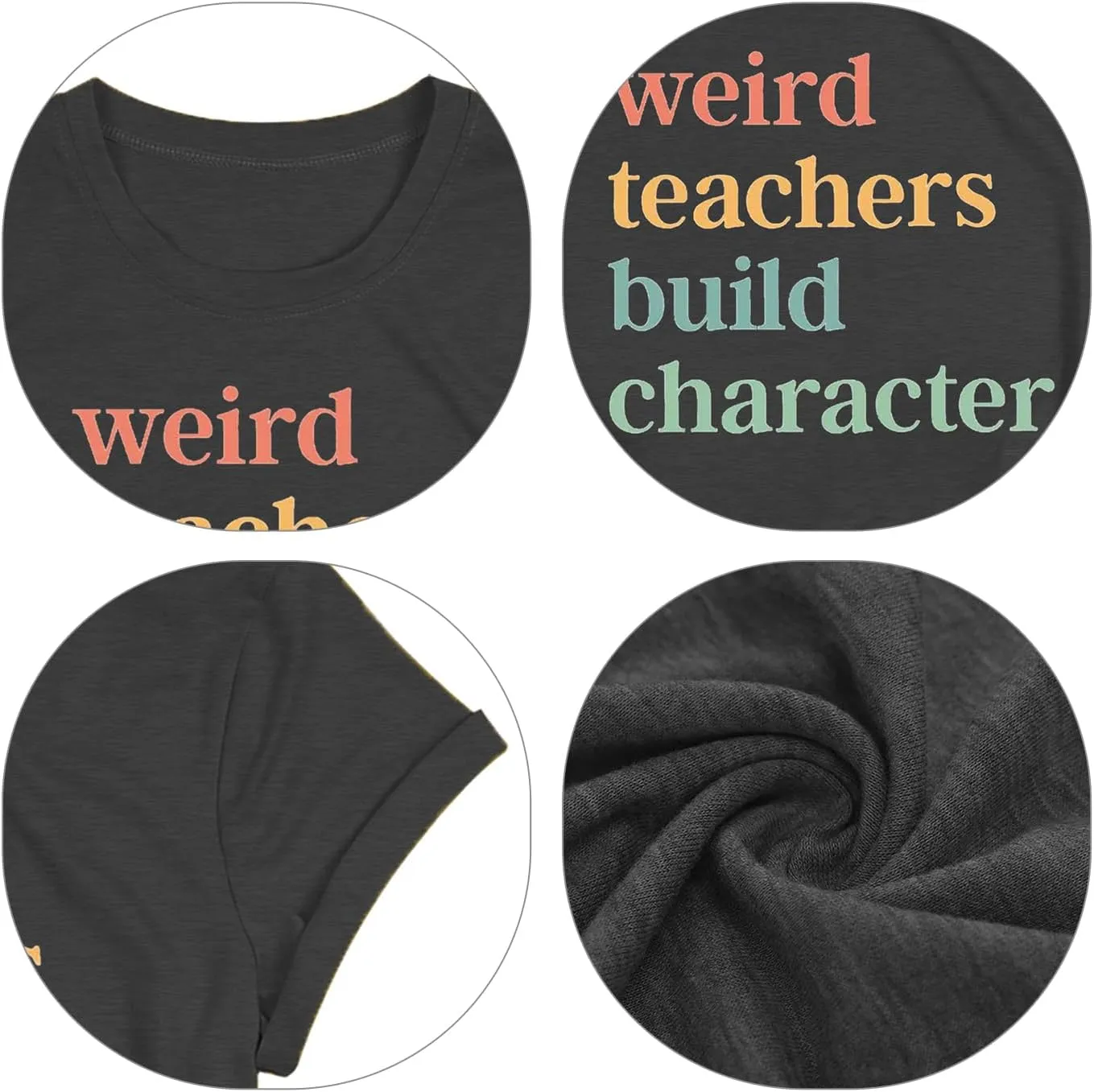 Teacher Shirts for Women Weird Teachers Build Character Shirt Teacher Appreciation Gift Tee Short Sleeve Tops