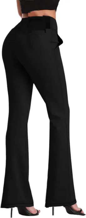 Women Office Flare Dress Pants -Stretchy Comfy - High Waisted Bell Bottom Classic Buinese & Casual