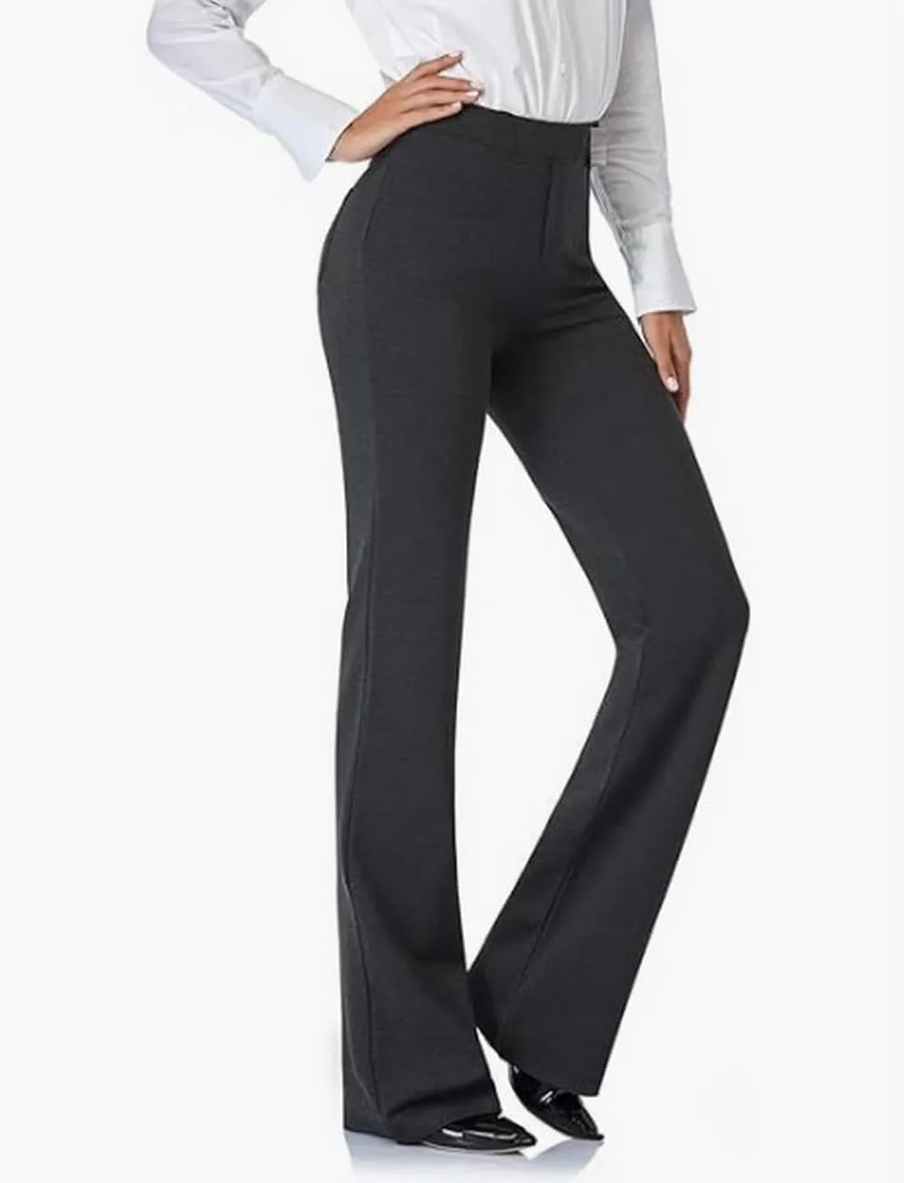 Women Office Flare Dress Pants -Stretchy Comfy - High Waisted Bell Bottom Classic Buinese & Casual