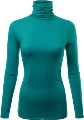 Womens Premium Long Sleeve Turtleneck Lightweight Pullover Top Sweater (S-3X, Made in USA)