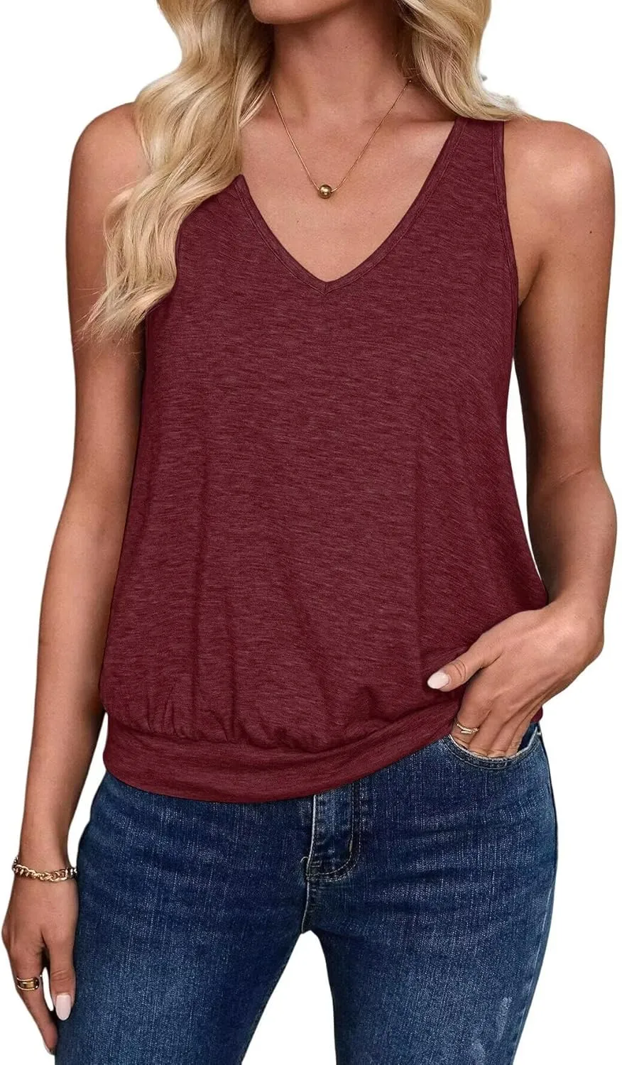 Womens Tank Tops Casual V Neck Sleeveless Summer Spring Clothes Loose Fit Cute Outfit Basic Cami 2025 Fashion Shirts