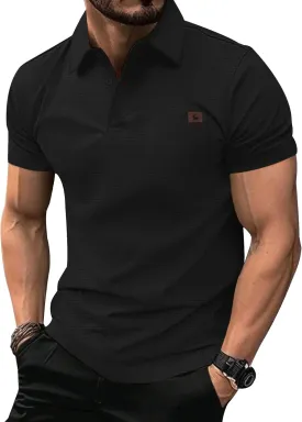 ZITY Mens Waffle Polo Shirts Casual Short Sleeve Texture Polo for Men Moisture Wicking Collared T-Shirt with Pocket